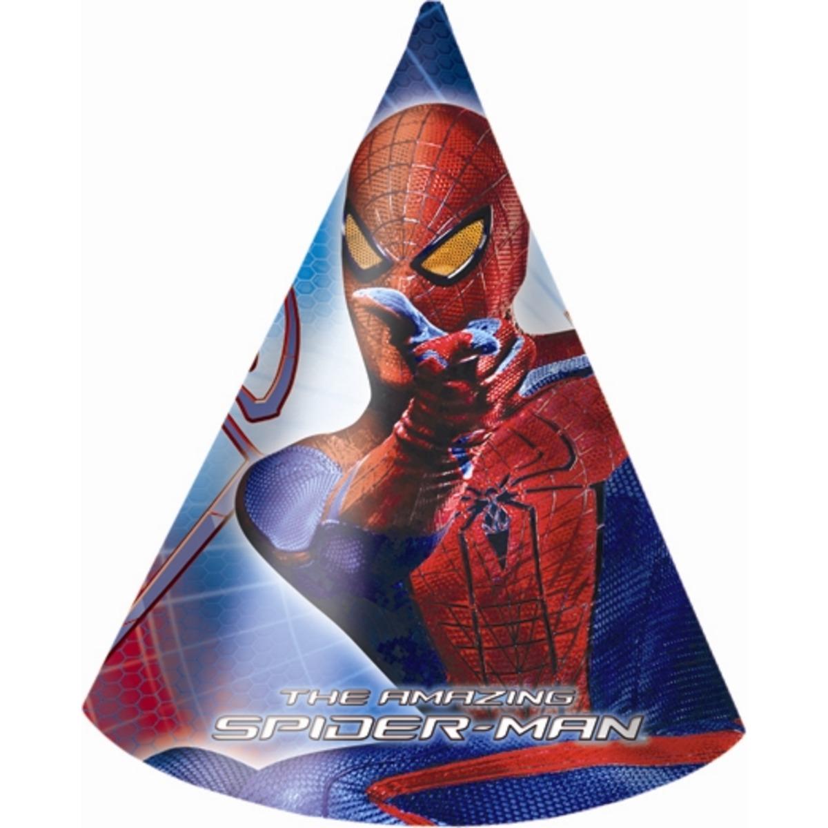 Lot de 6 chapeaux Spider-man 4 en carton - 17,5 x 27 cm - Multicolore