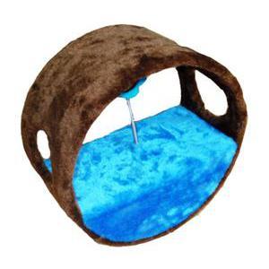 Arbre à chat Culbuto - Carton, sisal, tissu et bois - D 30 x 16 cm - Marron et bleu