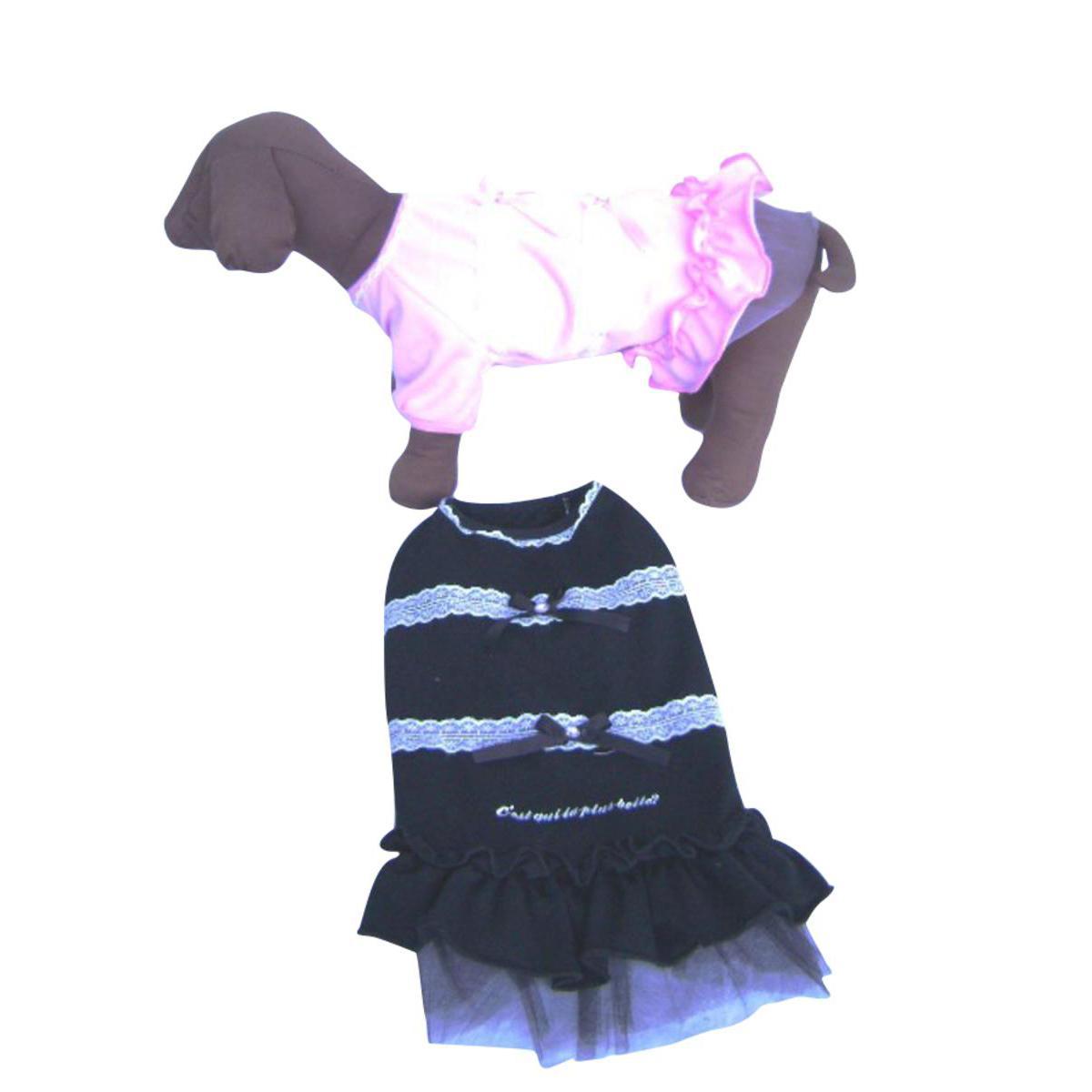 Robe dentelle - Tissu - Longueur 40 cm - Rose ou noir