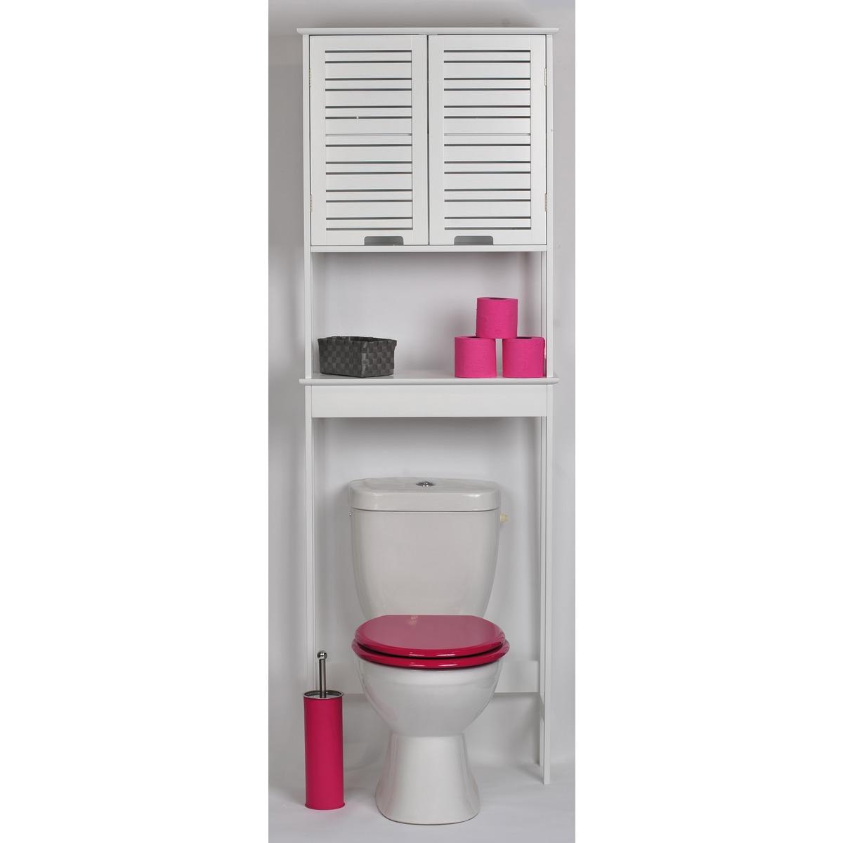 Meuble dessus de WC MIAMI - L 63 x H 179 x P 23 cm - Blanc laqué