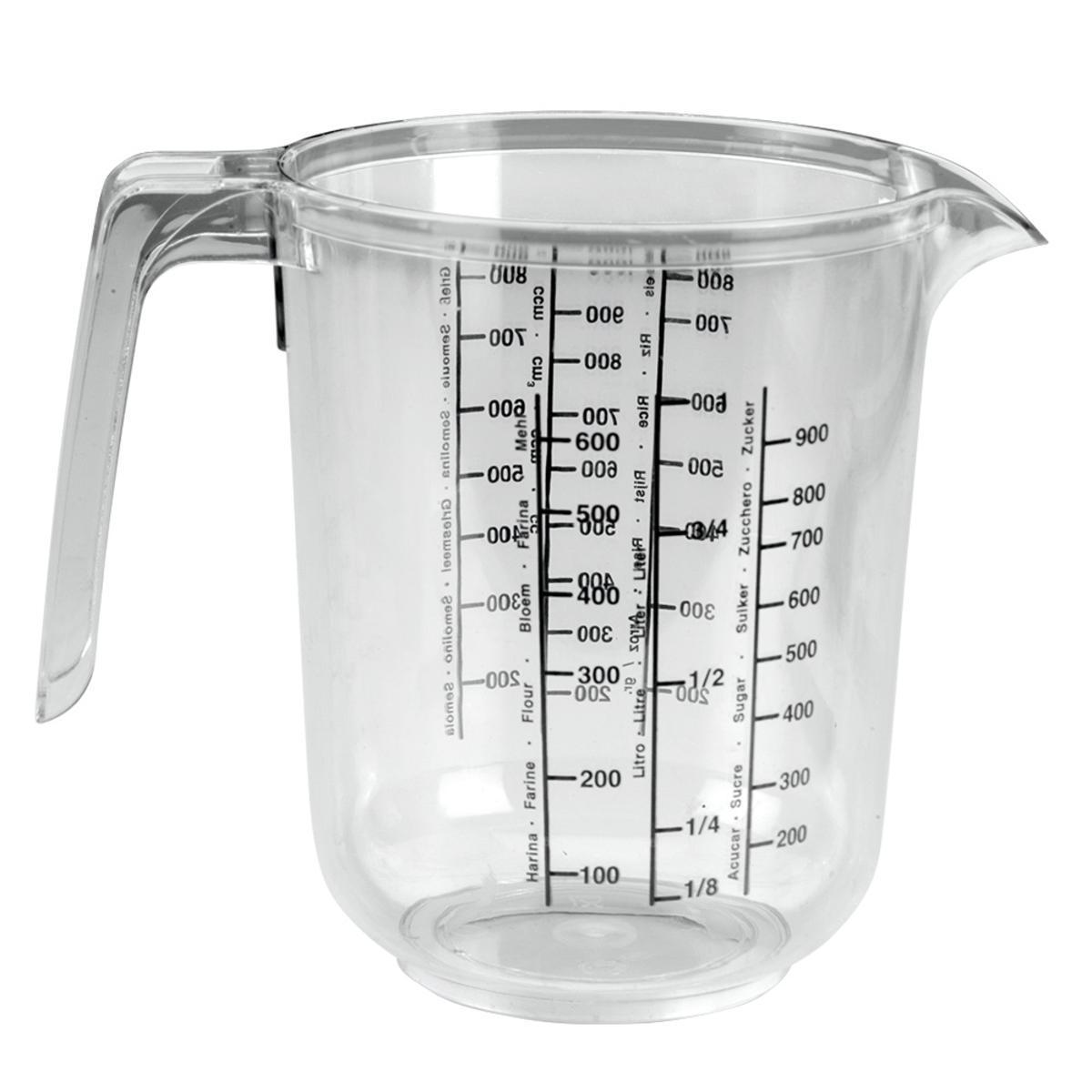 Verre doseur 1 litre - Plastique - 15,5 x 17,5 x 12,5 cm  - Blanc