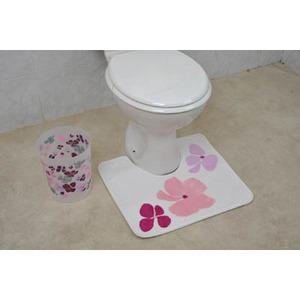 Tapis contour de WC microfibre collection HAWAI - 45 x 50 cm - Fleurs rose