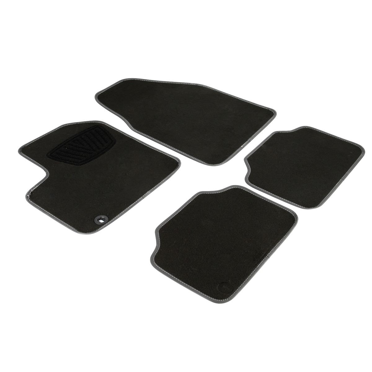 Tapis de voiture modèle Renault® ou Dacia® 5 pièces - L 70 x l 49 cm - Noir