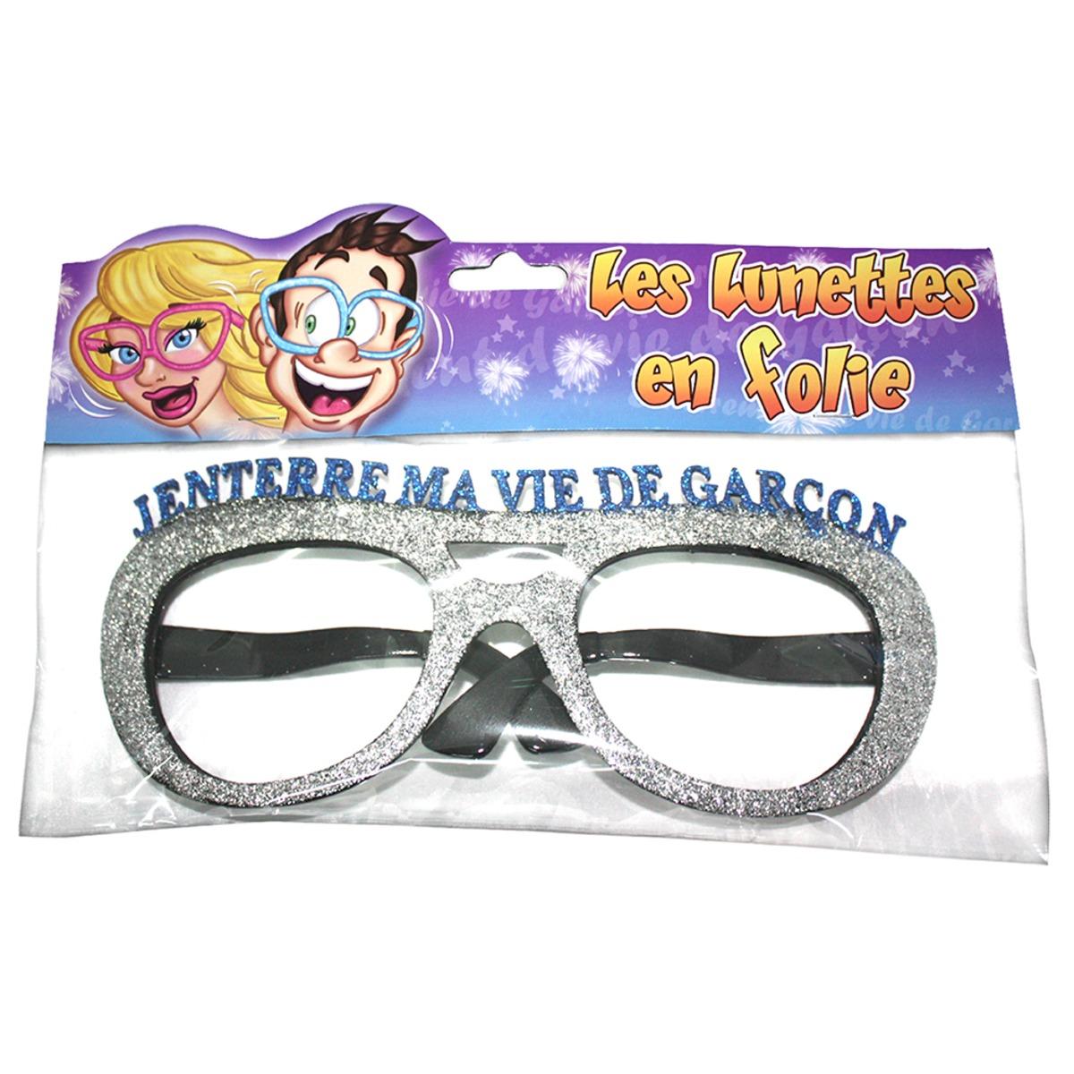 Lunettes géantes pailletées Enterrement vie de garçon - 23 cm - Gris argent