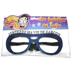 Lunettes géantes pailletées Enterrement vie de garçon - 23 cm - Bleu