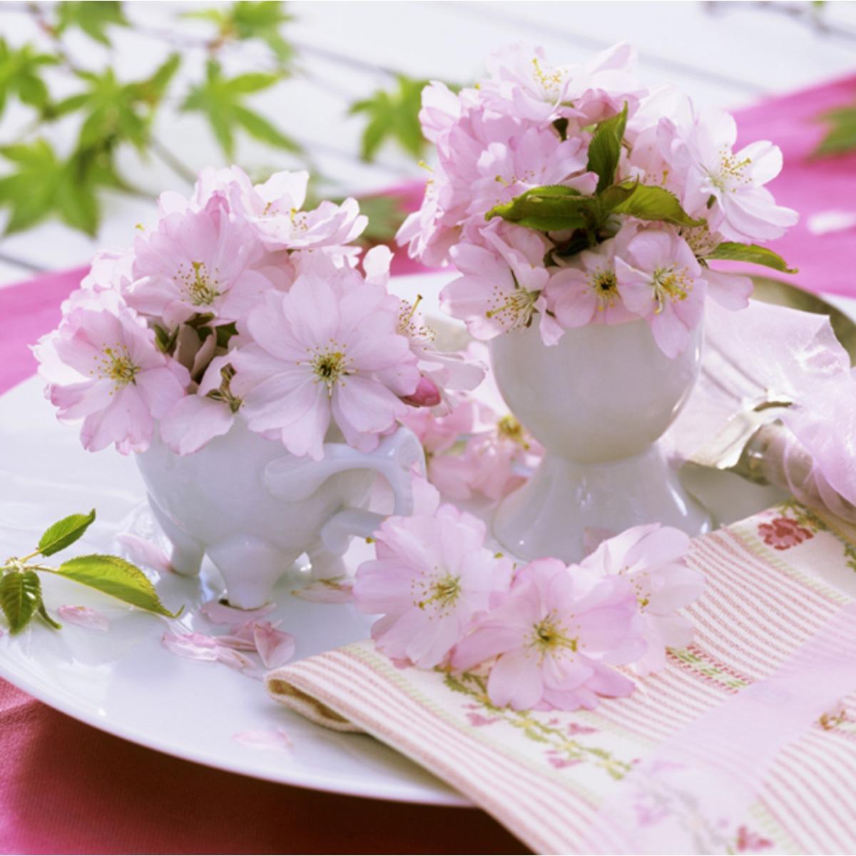 Toile imprimée - 30 x 30 cm - Fleurs pastelles