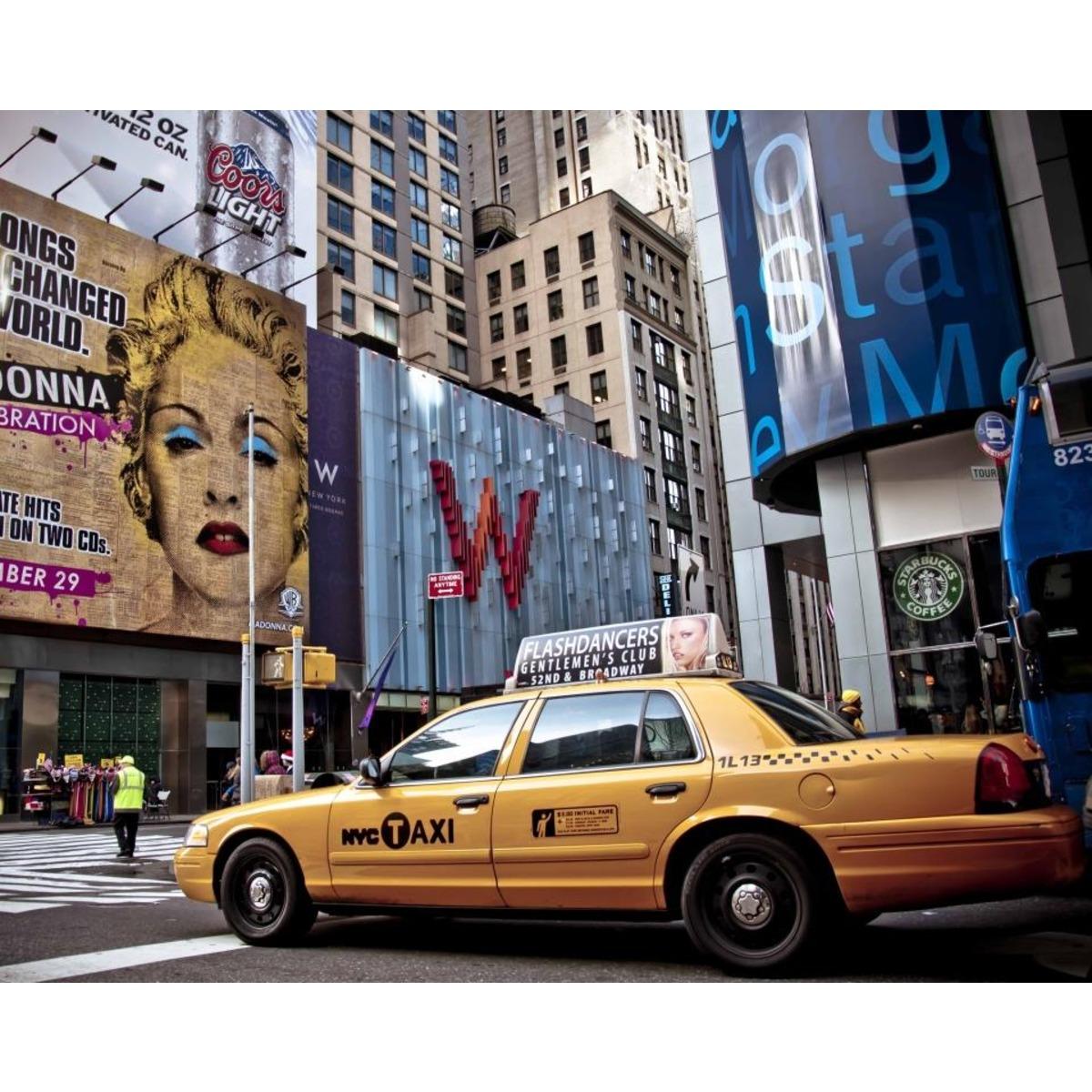 Toile imprimée - 20 x 25 cm - NYC taxi