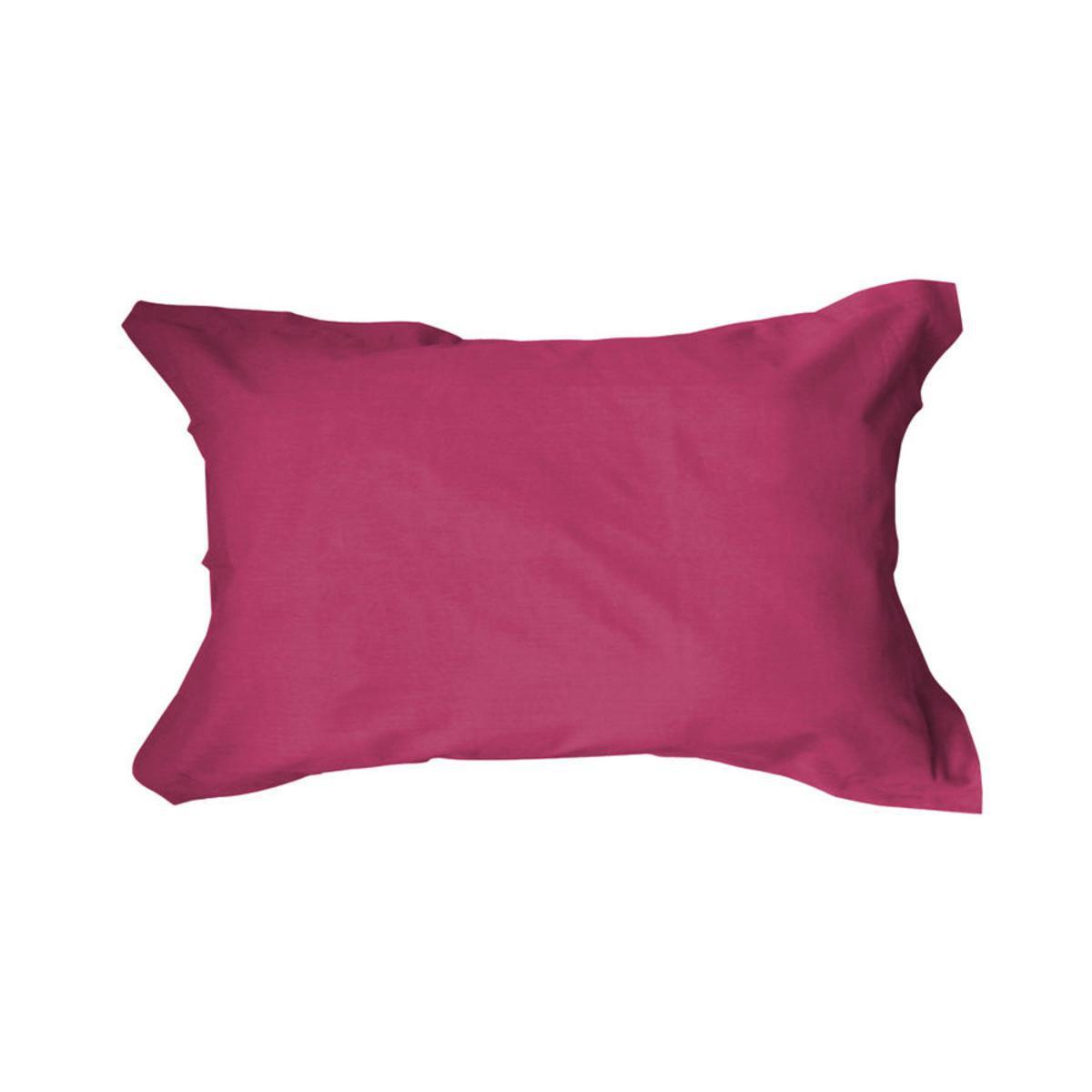 Taie d'oreiller 100% coton - 50 x 70 cm - Rose jus de myrtille