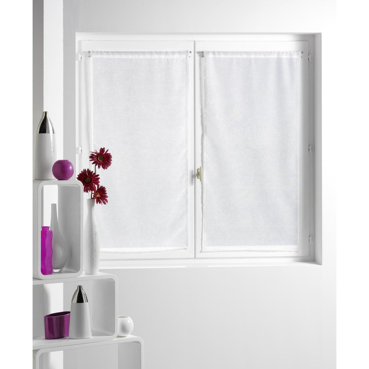 Paire de vitrages Alibi en polyester - 60 x 120 cm  - Blanc