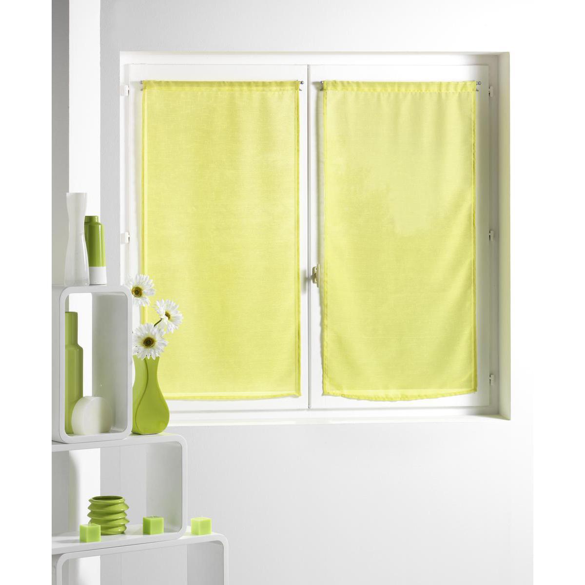 Paire de vitrages Alibi en polyester - 60 x 160 cm  - Vert anis
