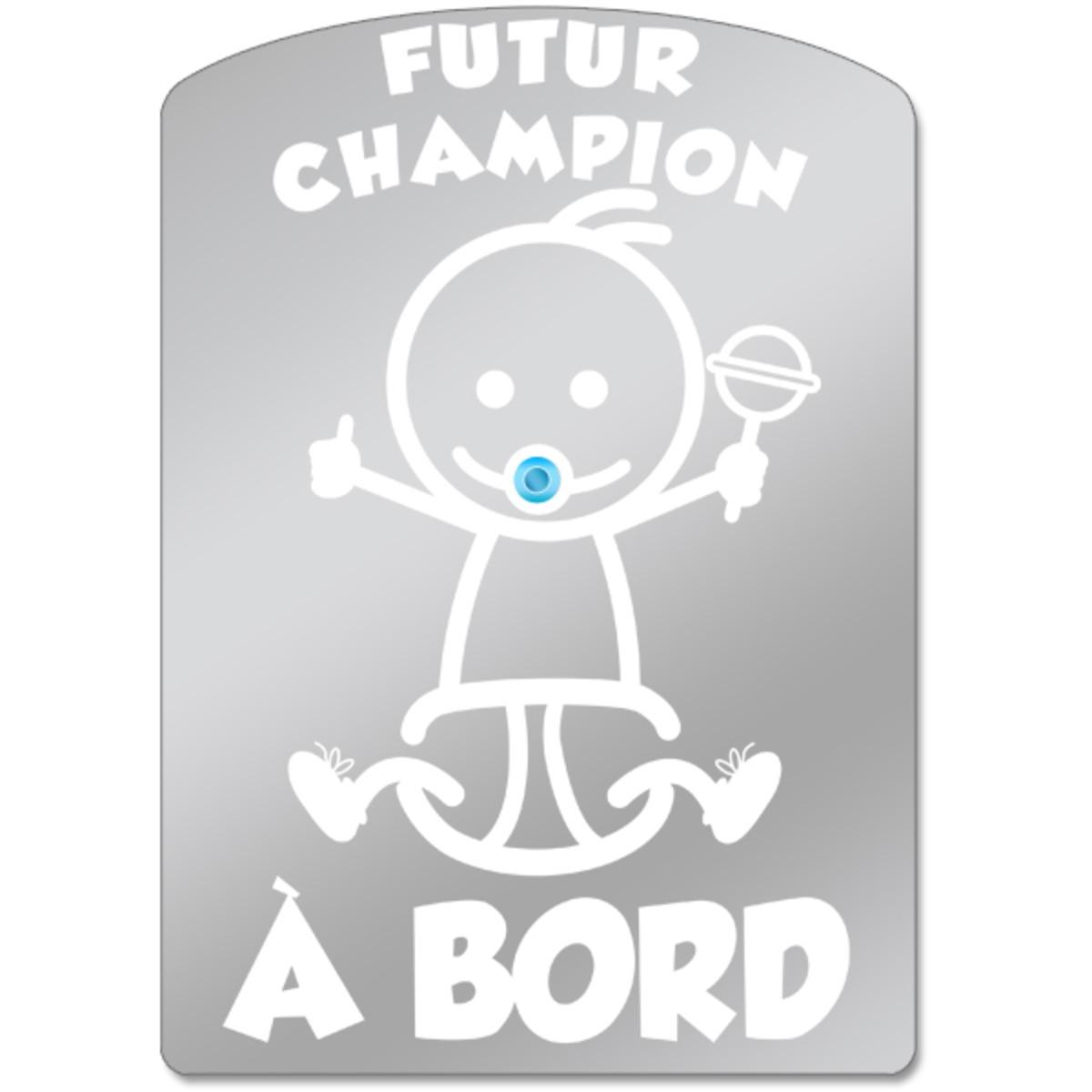 Sticker voiture de prévention enfant Futur champion à bord - 22 x 12 cm - Gris