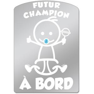 Sticker voiture de prévention enfant Futur champion à bord - 22 x 12 cm - Gris