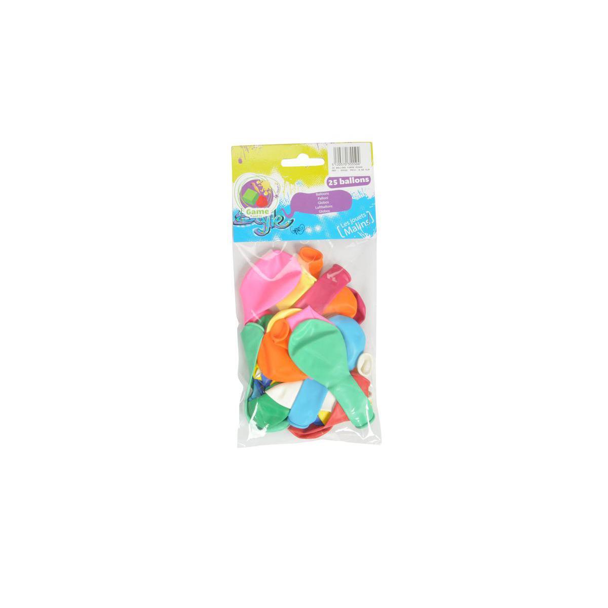 Lot de 25 ballons en caoutchouc - 15 x 27 cm - Multicolore