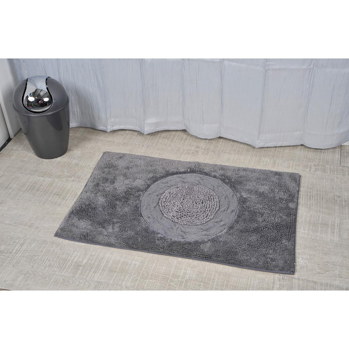 Tapis de salle de bain Rosa 100% coton collection Prestige - 50 x 80 cm - Gris souris