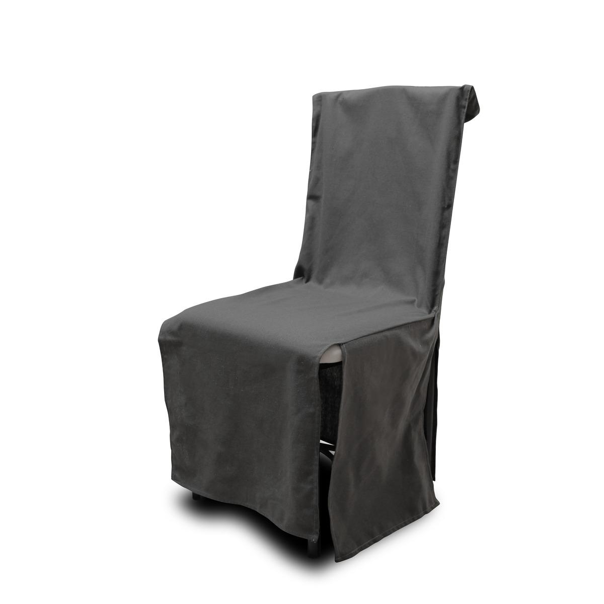 Housse de chaise en coton recyclé uni - 46 x 45 x H 105 cm - gris