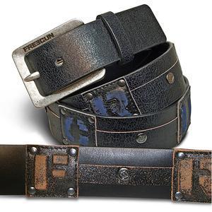 Ceinture synthétique + rivets bouclé argent vieillie - Taille unique adulte