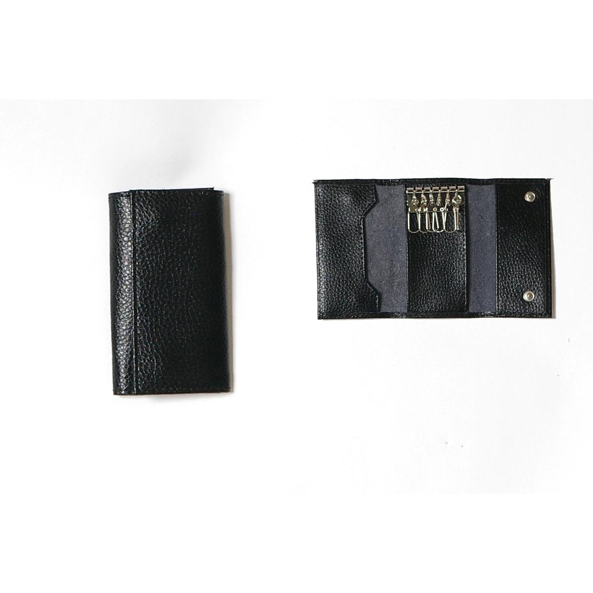Porte-clés en cuir - 6 x 10,5 cm - Noir