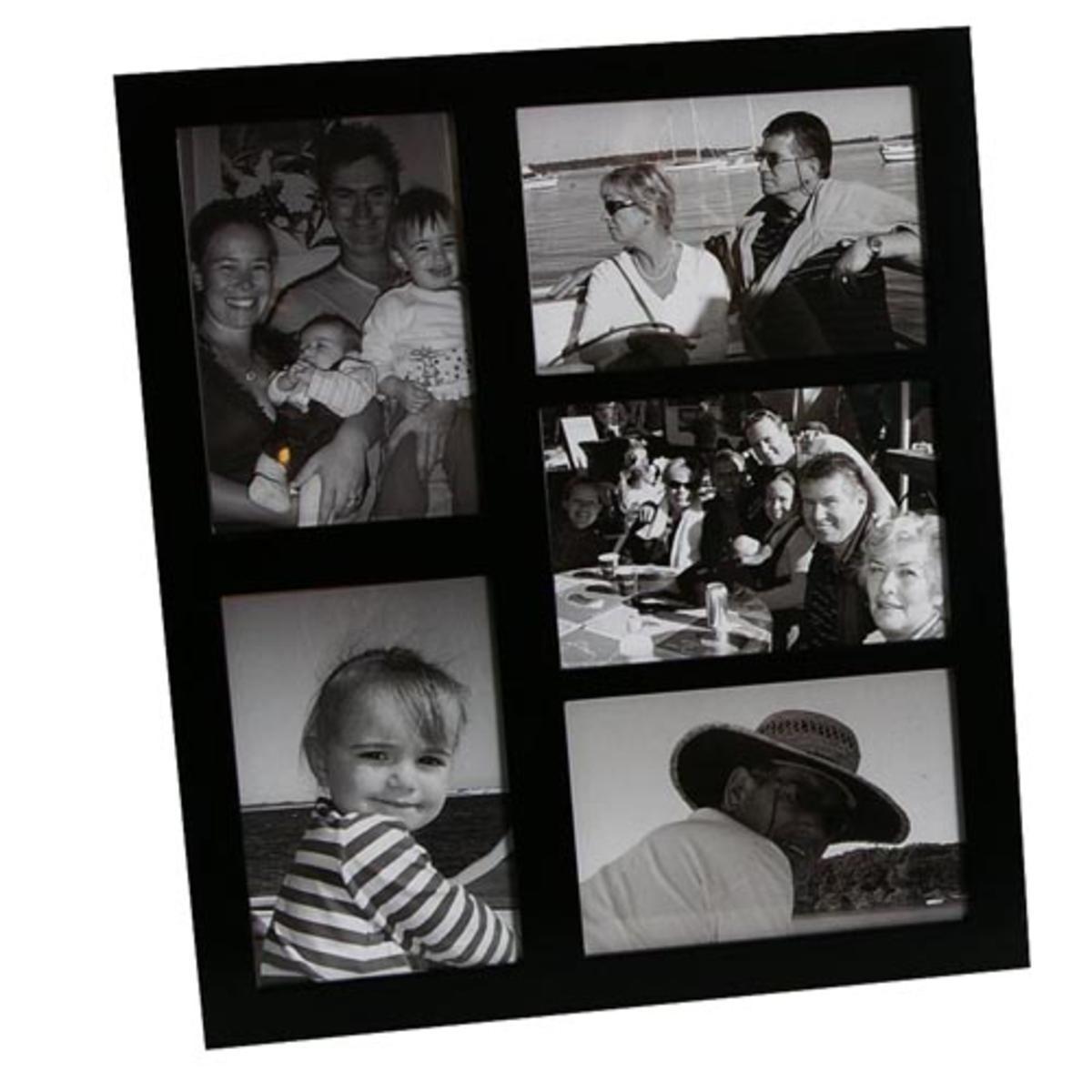 Cadre photos 5 vues en Sapin - 30,5 x 35,5 cm - Blanc, Noir