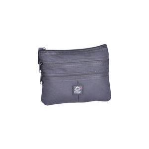 Pochette 3 zips avec bandoulière en polyester - 18 x 13 cm - Noir