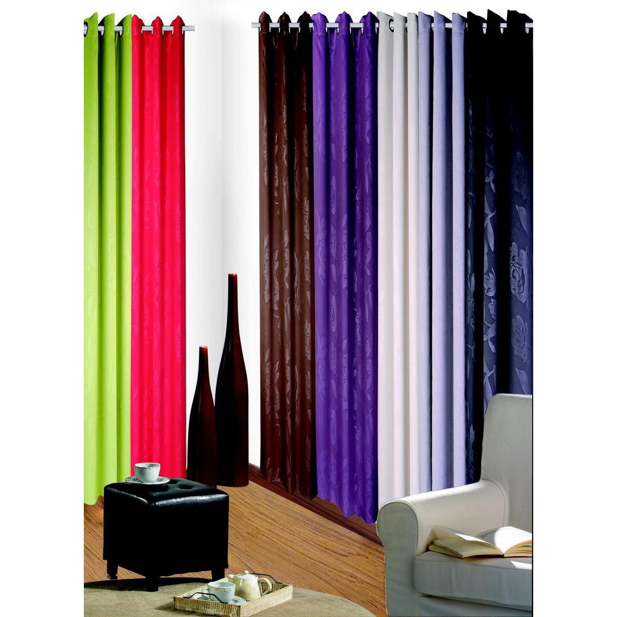 Rideau œillets uni - 140 x 250 cm - 100% Polyester - Violet