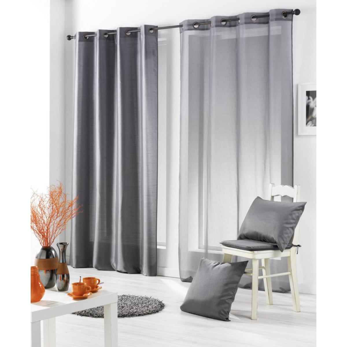 Voilage Salsa en polyester - 140 x 240 cm - Gris argent