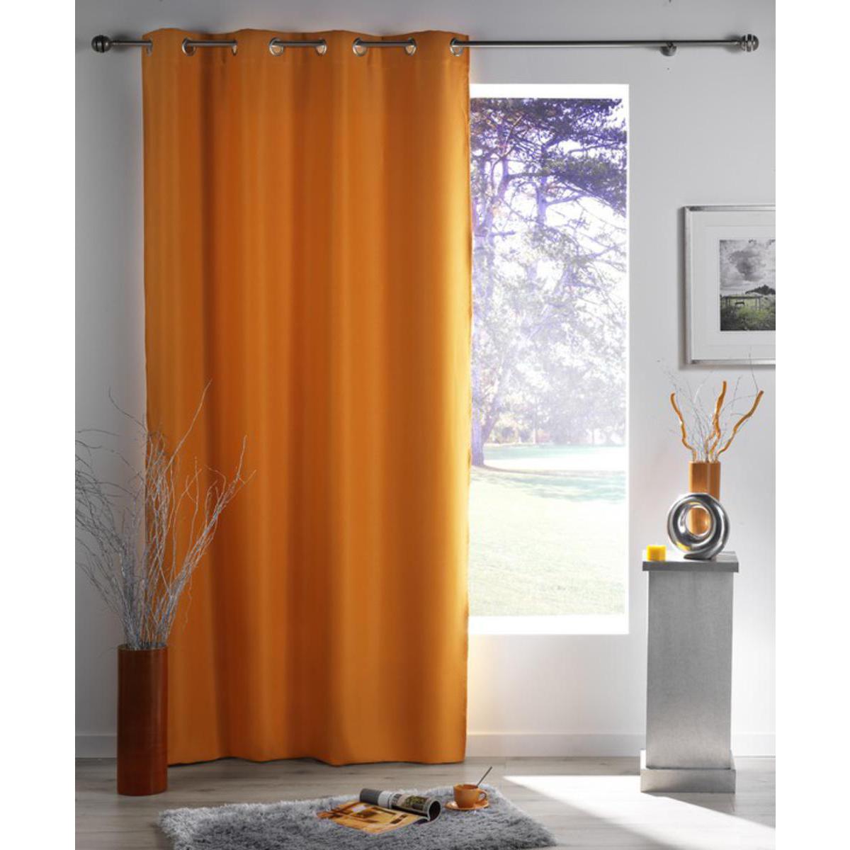Rideau occultant à œillets en polyester - 140 x 180 cm - Orange
