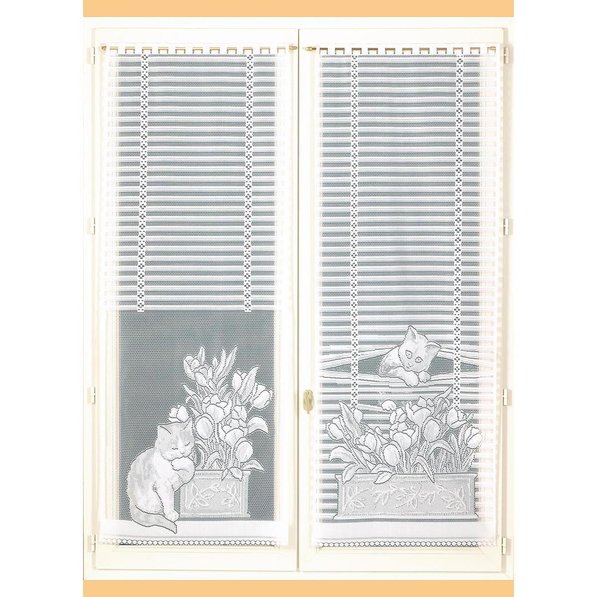 Panneau voile maille Chats store - 60 x 120 cm - Blanc
