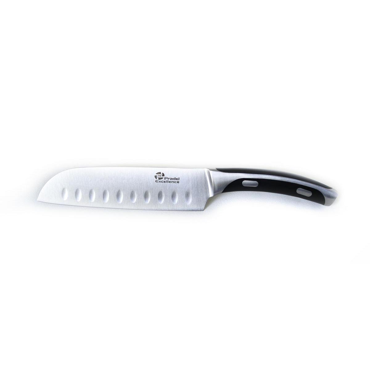 Couteau santoku forgé - Acier inoxydable - Manche abs - 17,7 cm - Noir