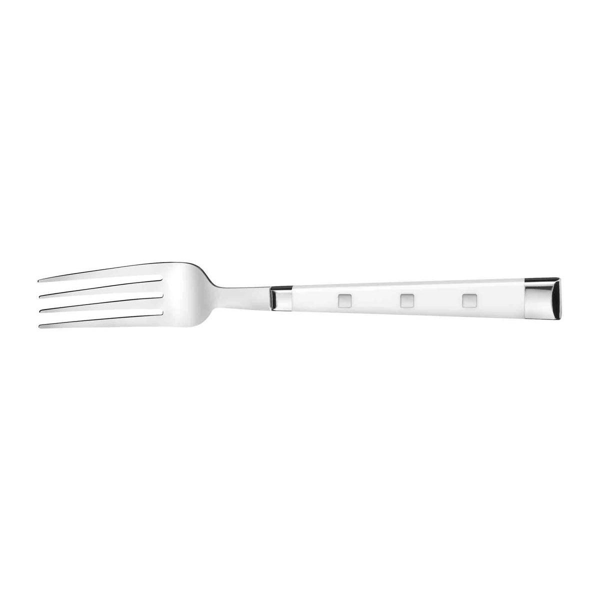 Fourchette bistro pleine soie - Acier inoxydable - Manche abs - 20,2 cm - Blanc