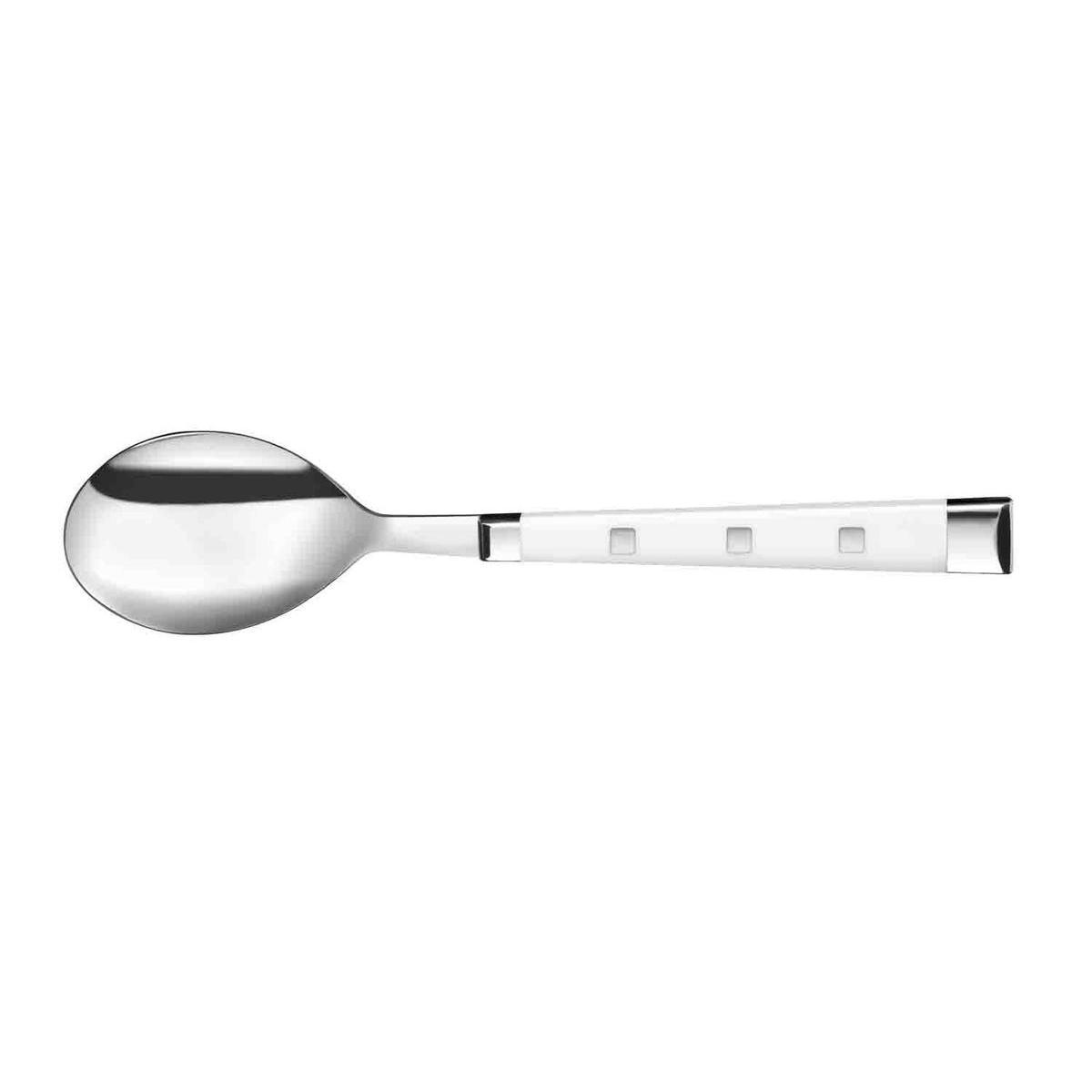 Cuillère à soupe bistro pleine soie - Acier inoxydable - Manche abs - 20,1 cm - Blanc