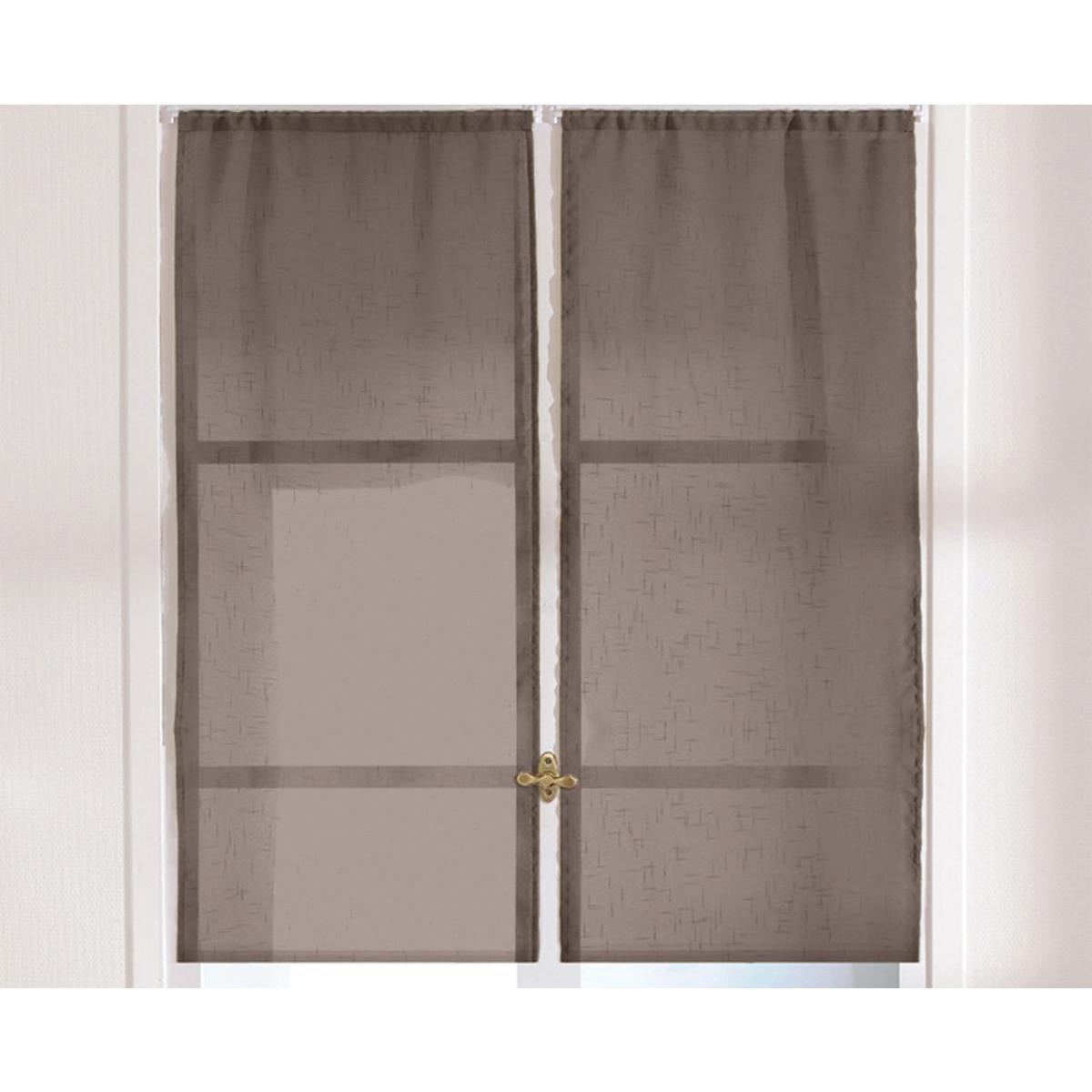 Paire de vitrages - 100 % polyester - 60 x 160 cm - Marron