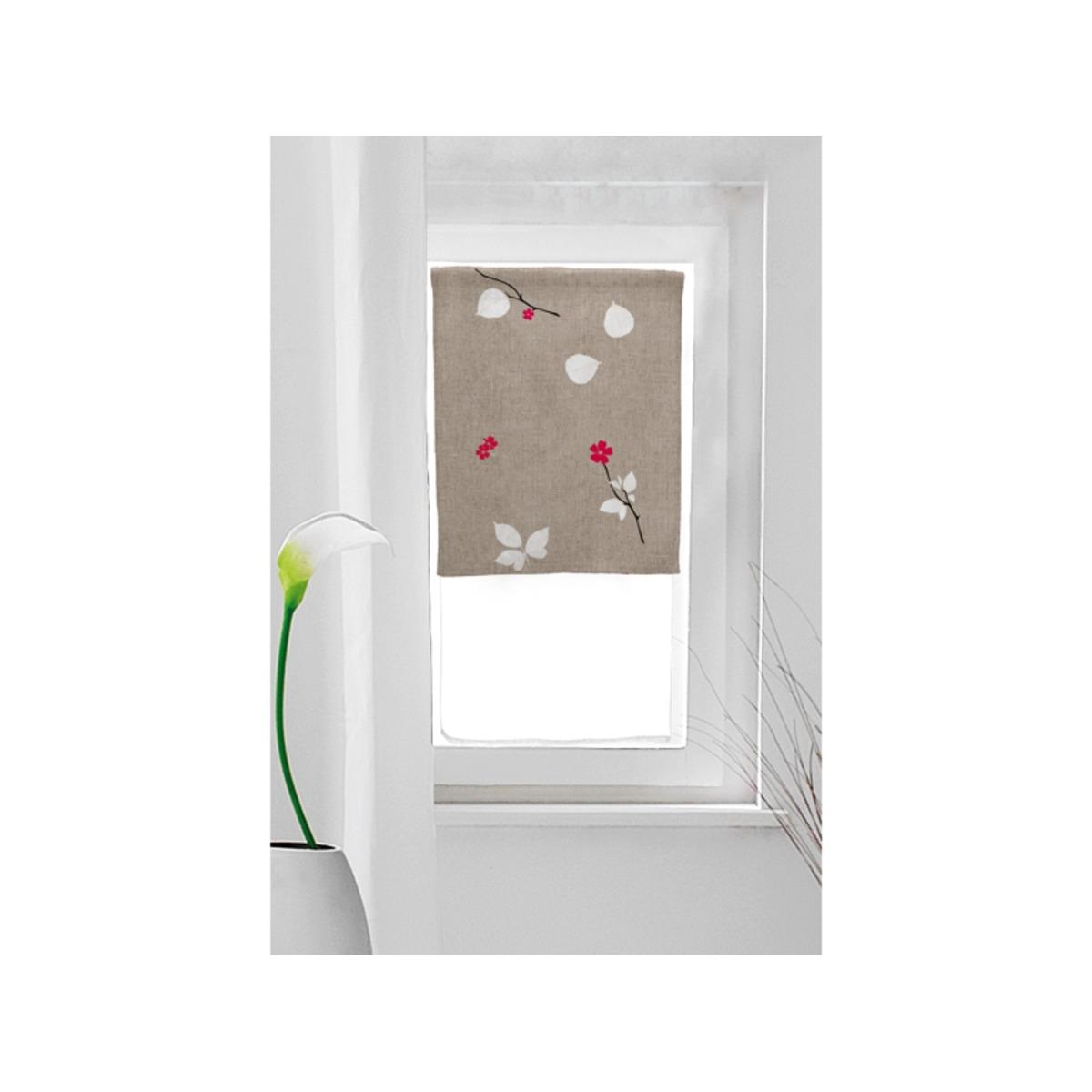 Brise-bise collection Leaves - 45 x 90 cm - Beige et rose