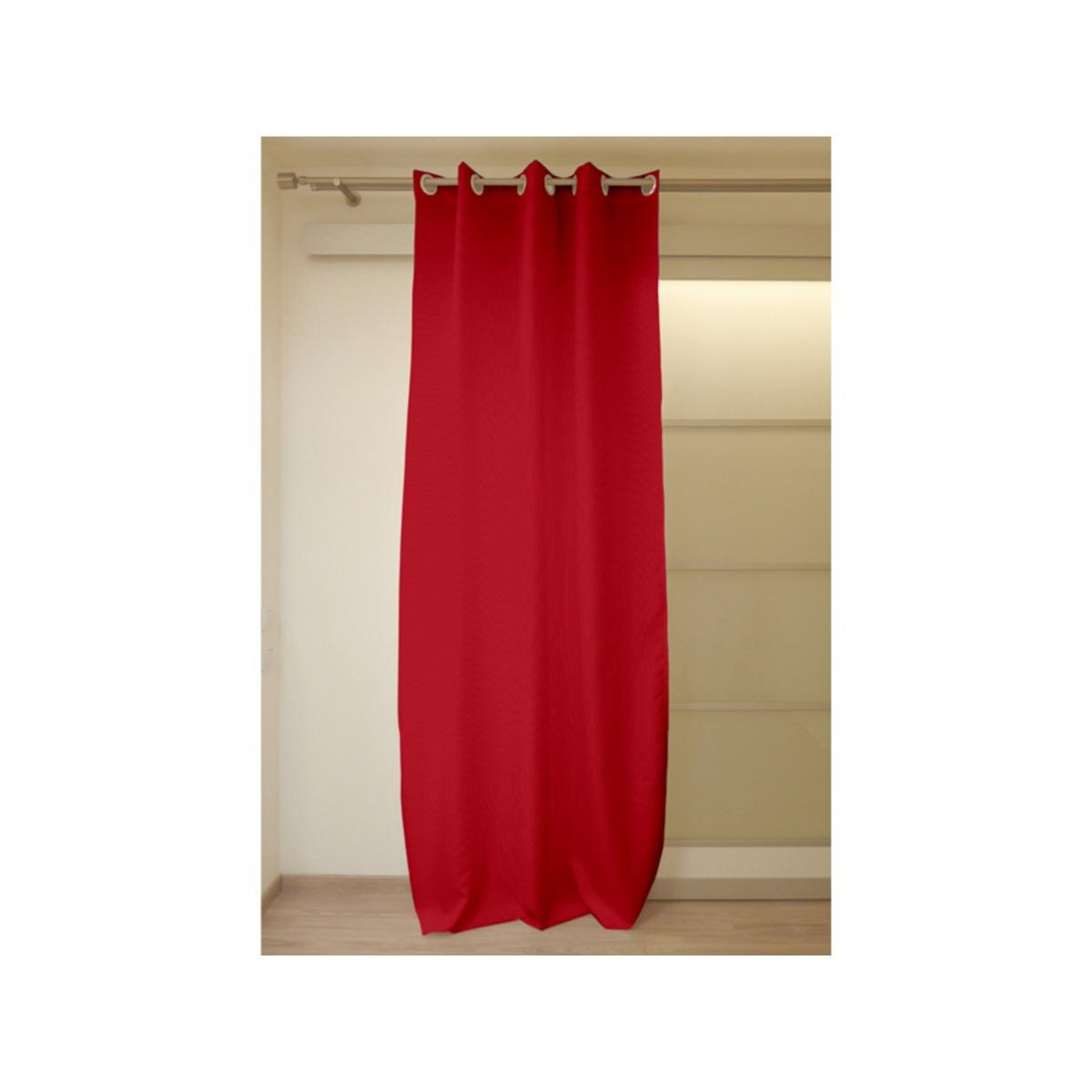 Rideau à œillets cosy 100% polyester - 140 x 250 cm - Rouge