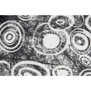 Chemin de table intissé motif bulles - Polyester - 29 cm x 5 m- Noir et blanc