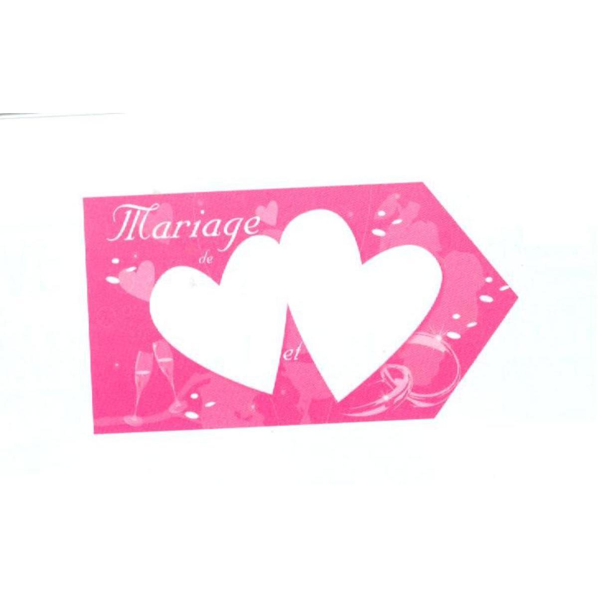 Flèche directionnelle Mariage - Carton - 20 x 40 cm - Rose