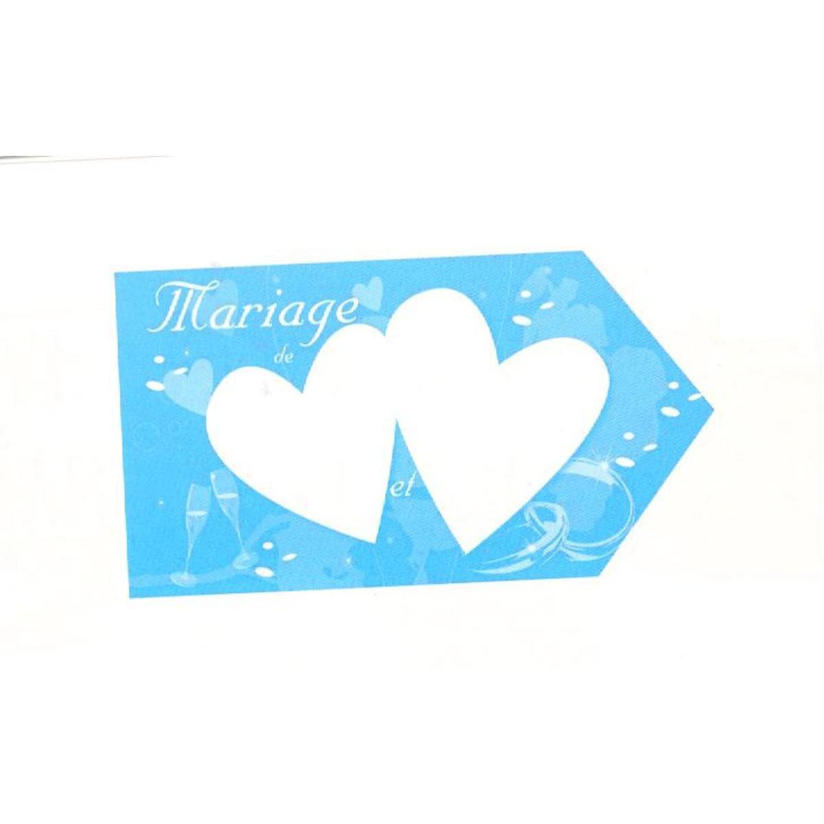 Flèche directionnelle Mariage - Carton - 20 x 40 cm - Turquoise