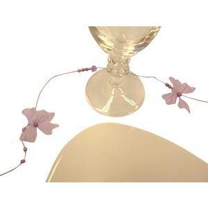 Guirlande de table Papillon avec des perles - Polyester - 1,8 m - Parme