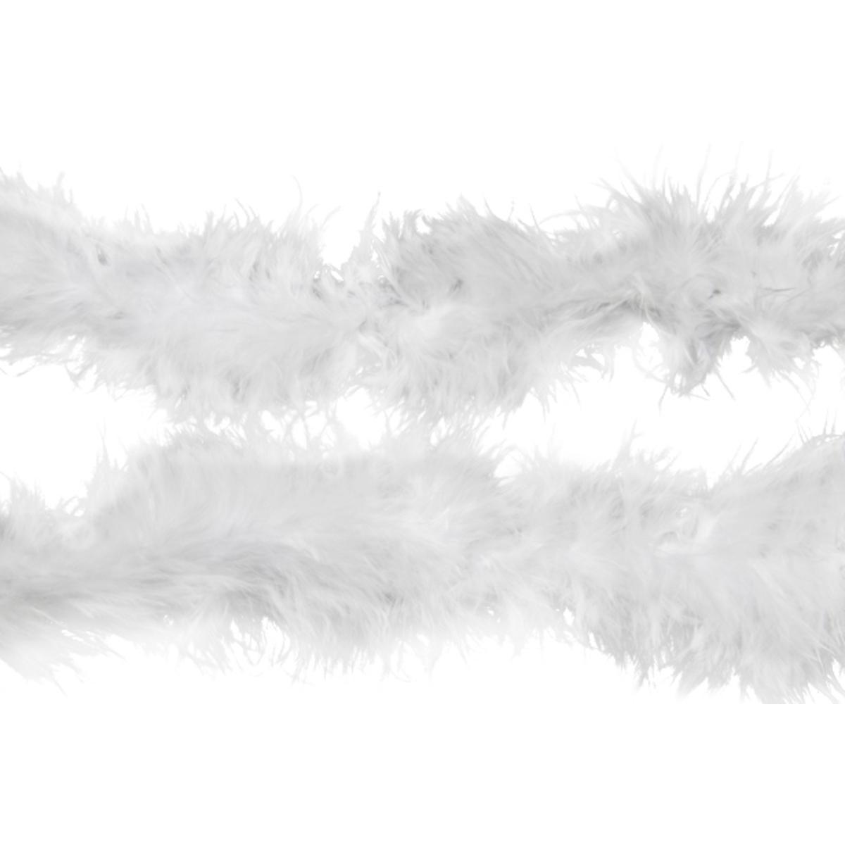 Guirlande de table Plume de boa - Polyester - 1,8 m - Blanc