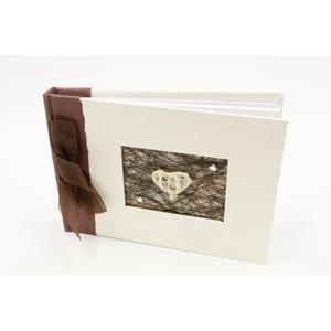 Livre d'or pour mariage forme Papillons - Papier et polyester - 21 x 15 cm - Marron