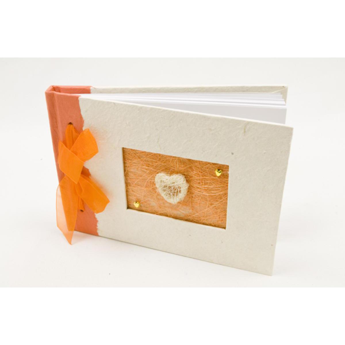 Livre d'or pour mariage forme Papillons - Papier et polyester - 21 x 15 cm - Orange