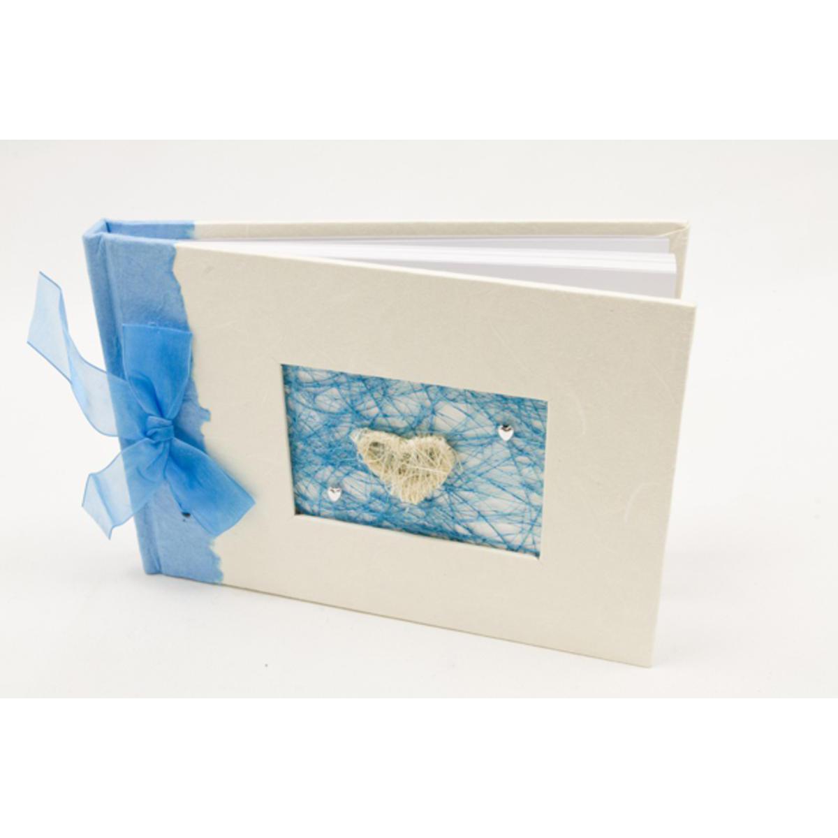 Livre d'or pour mariage forme Papillons - Papier et polyester - 21 x 15 cm - Turquoise