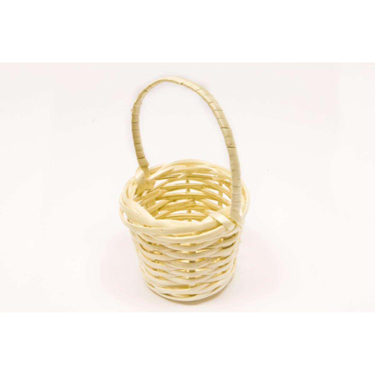 Panier rond avec une anse - Osier - 11 x 7 cm - Beige