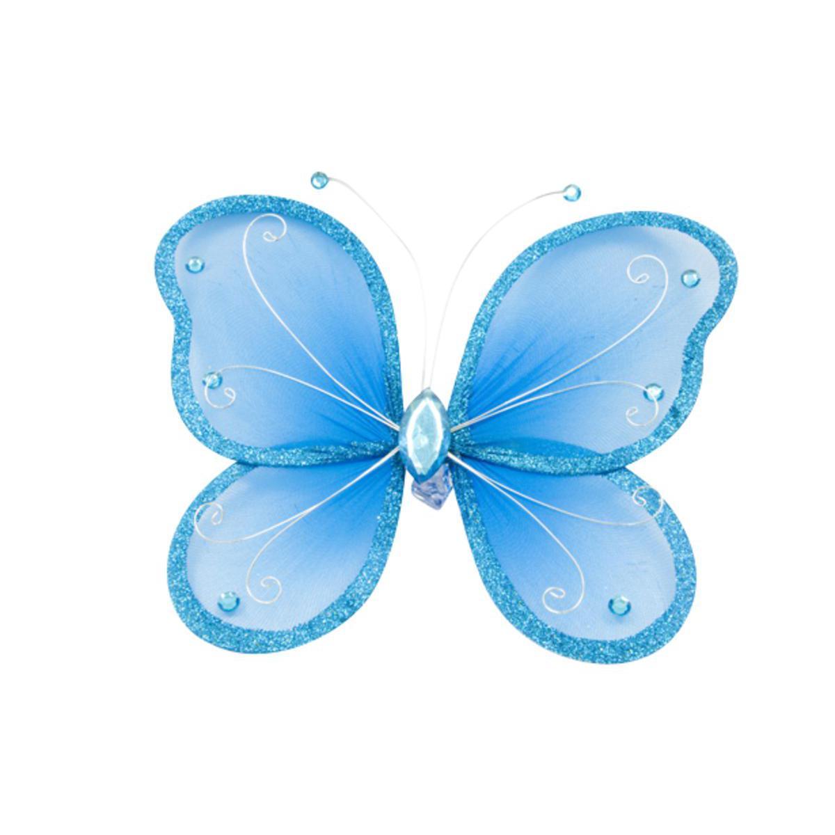 Grand papillon déco - Polyester - 25 cm - Turquoise