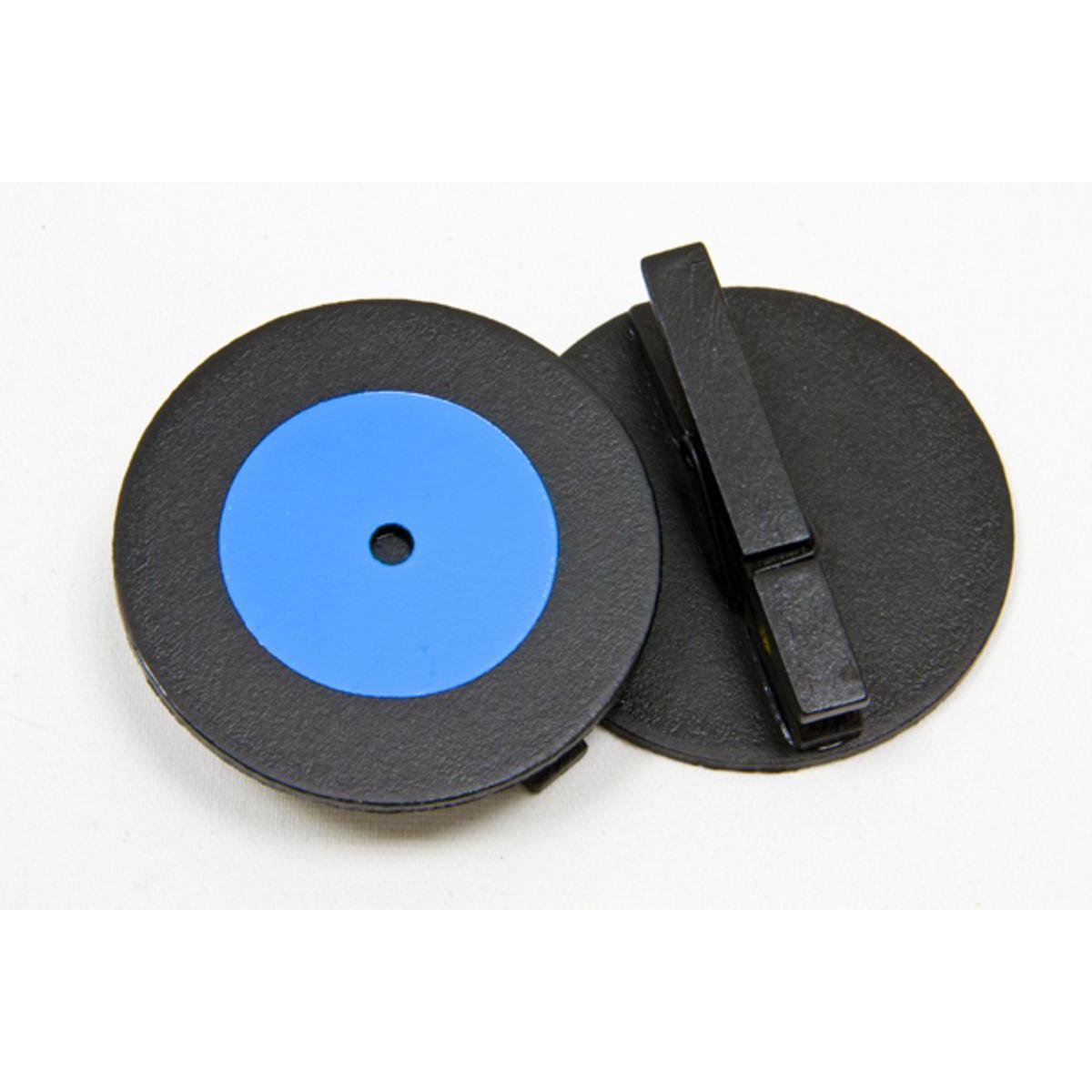 Lot de 2 disques vinyles sur pince - Bois - Diamètre 5 cm - Turquoise
