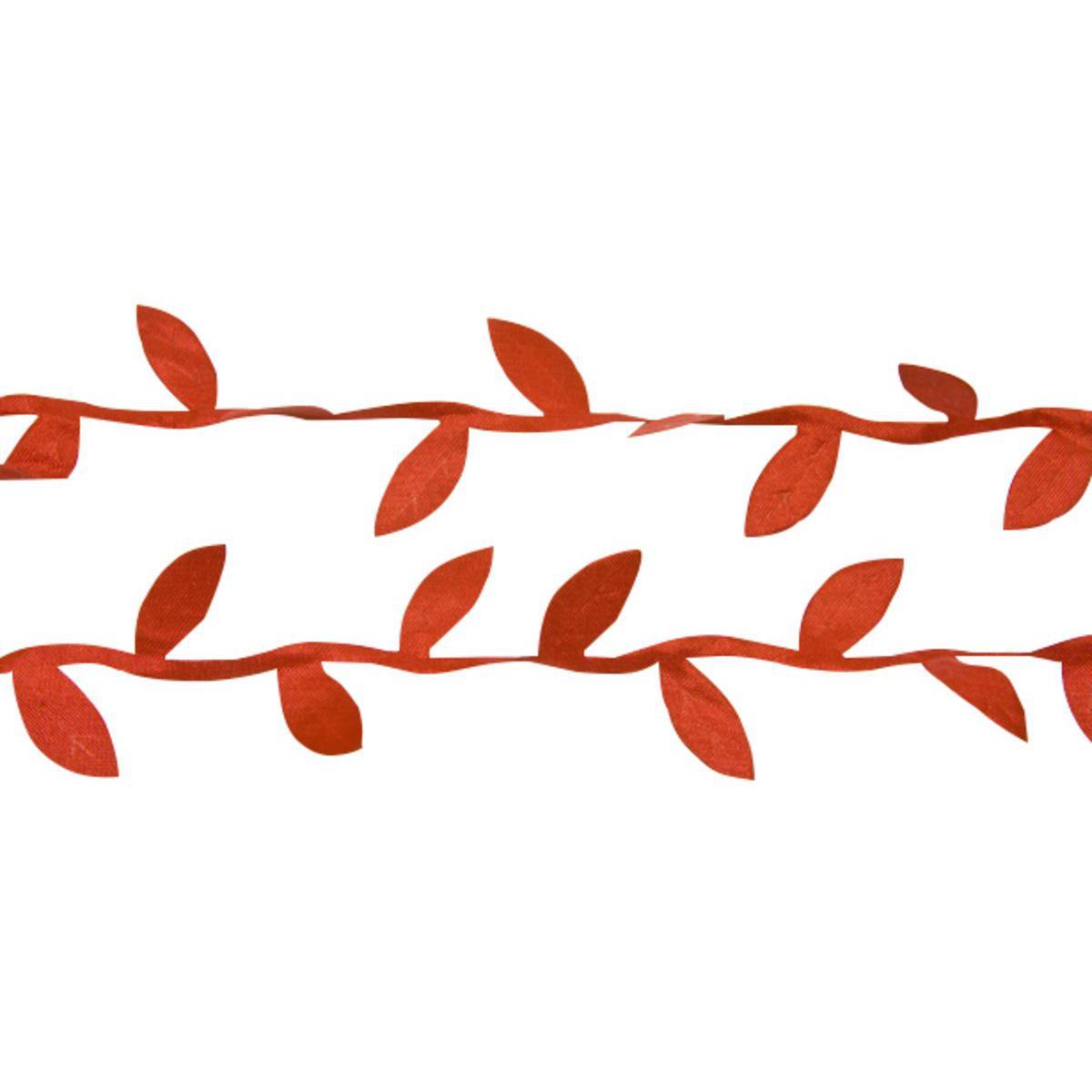 Ruban déco modèle feuilles - Polyester - 5 m - Rouge