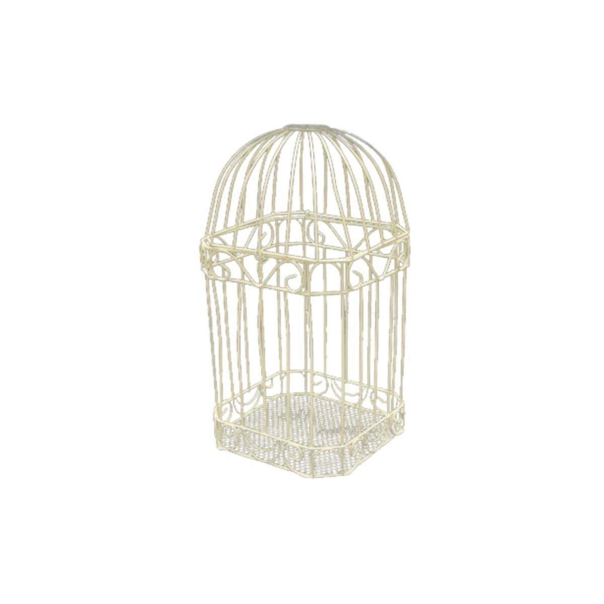 tirelire forme cage oiseaux 15x 15cm h. 30cm ivoire