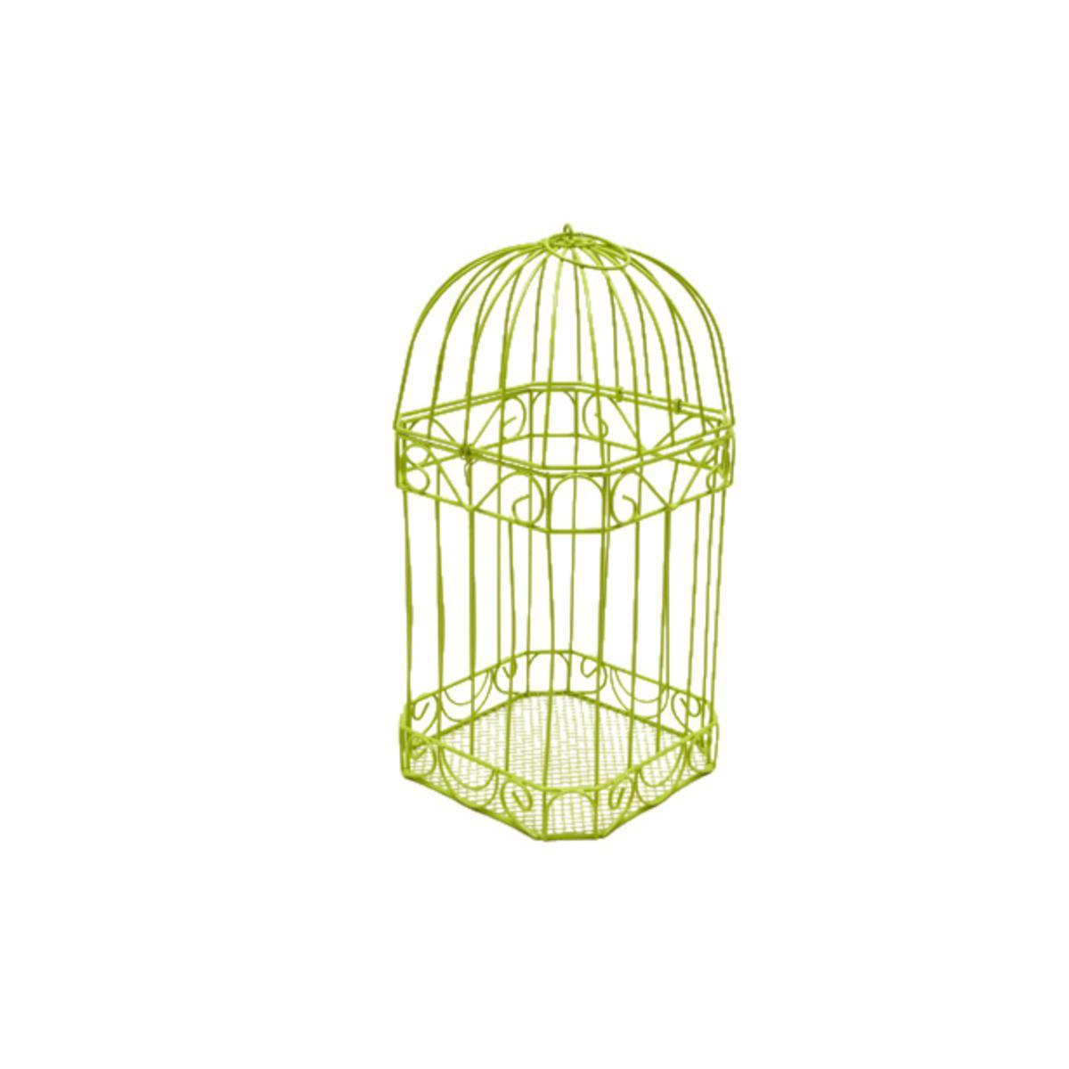 Cage à oiseaux décorative - Acier - 15 x 15 x 30 cm - Vert menthe