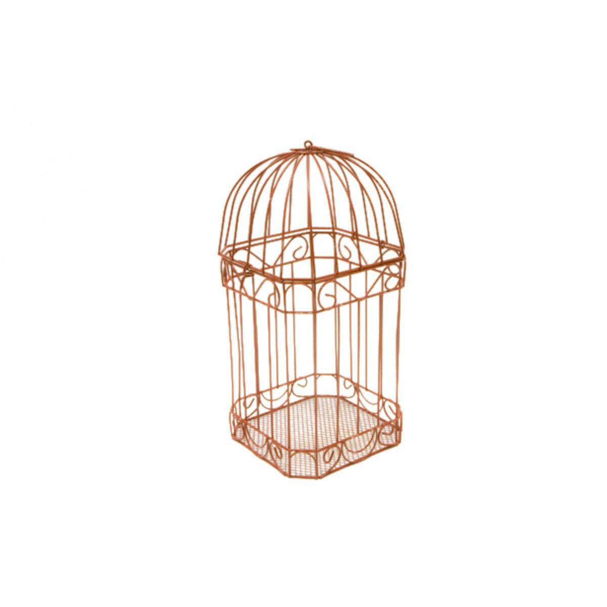Cage à oiseaux décorative - Acier - 15 x 15 x 30 cm - Rouge