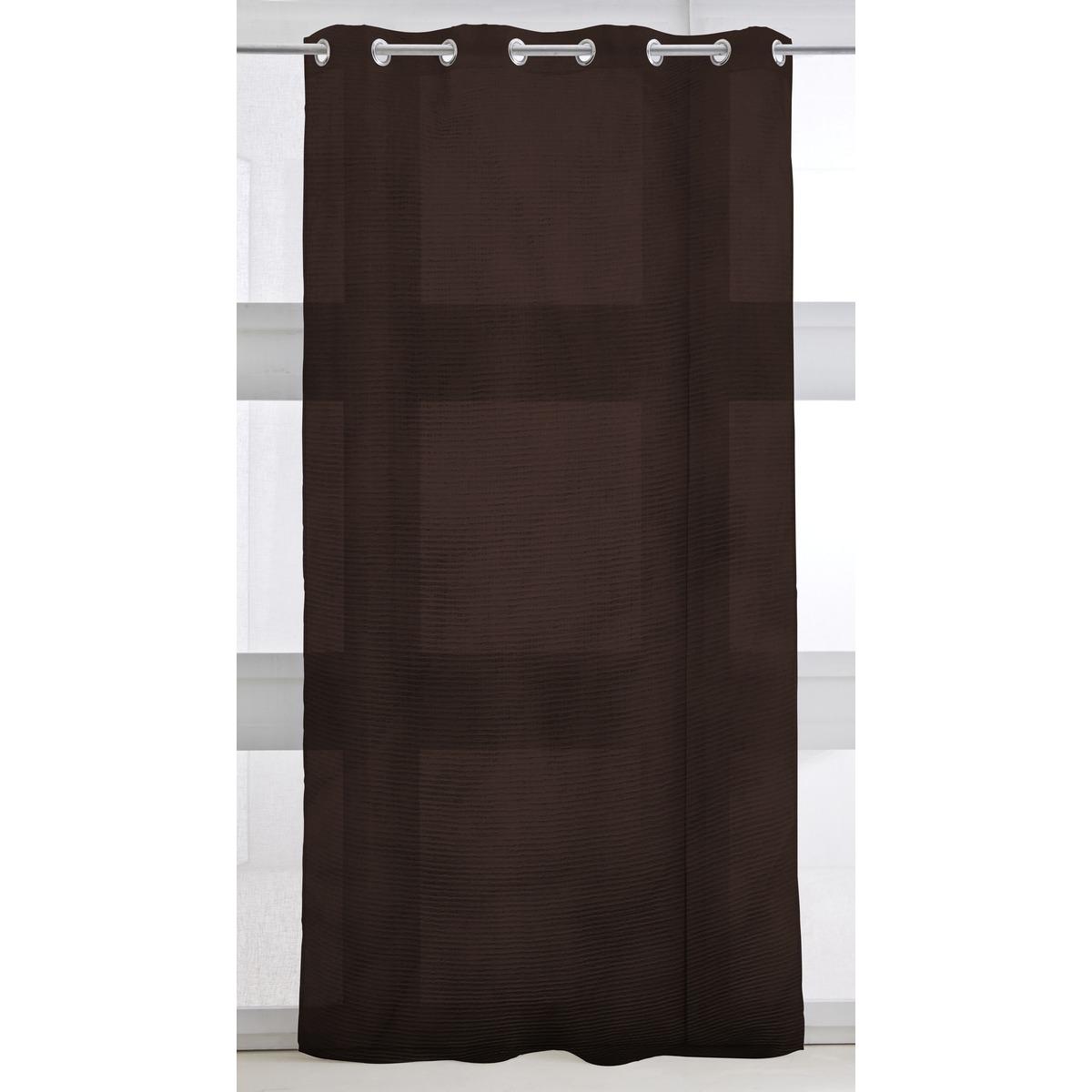 Voilage a œillets collection intemporel - 135 x 240 cm - Marron cacao