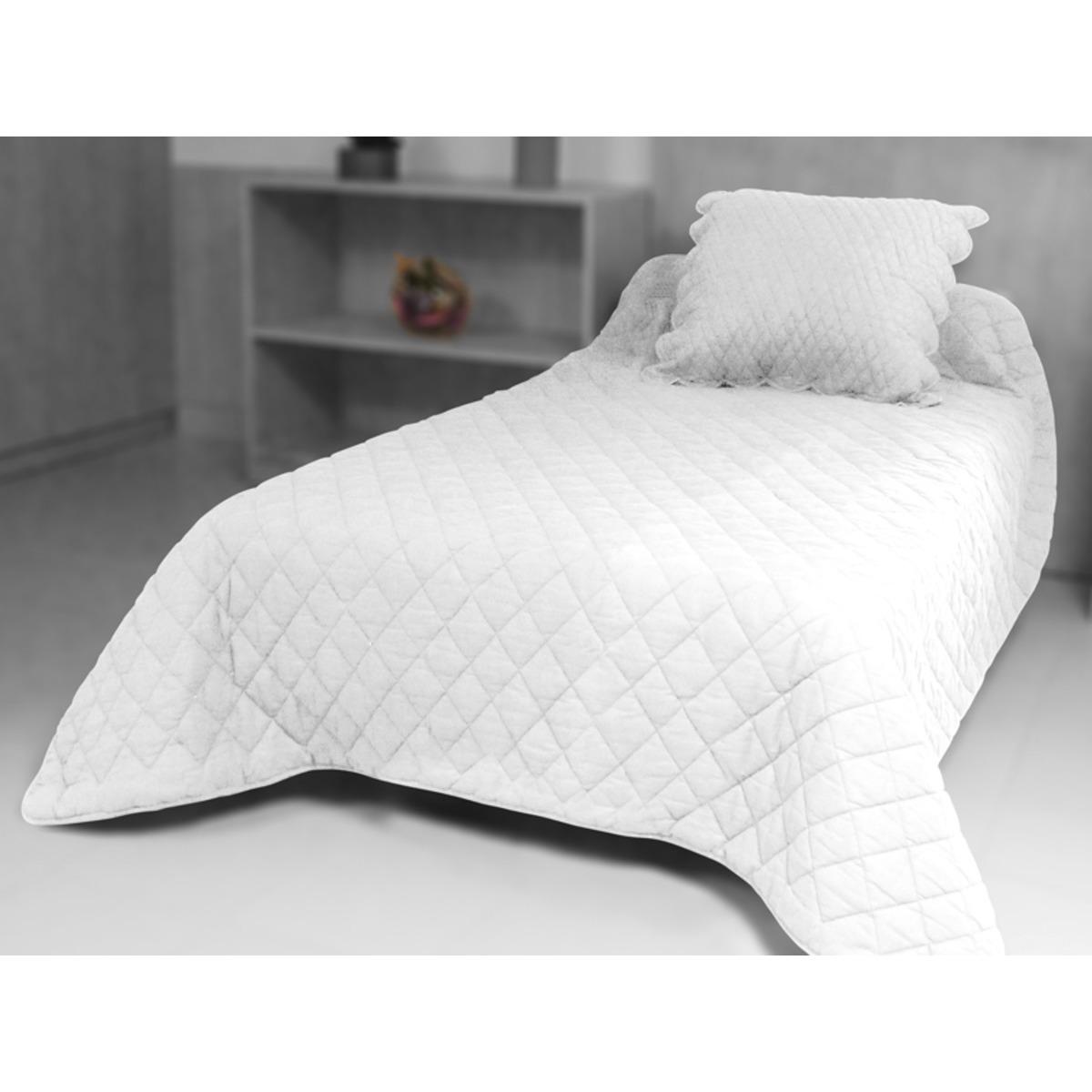 Couvre lit boutis microfibre - 180 x 220 cm - Blanc